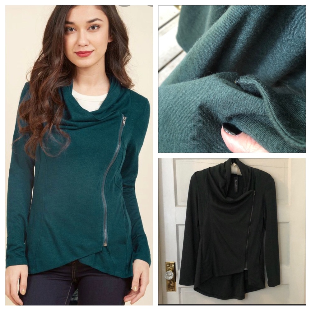 ModCloth Moss Green Zippered Cardigan NWT Large